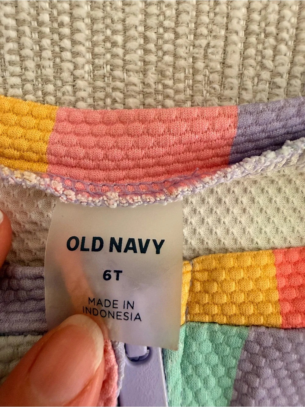 Old Navy Girls Multicolor Rainbow Stripe Long-Sleeve One-Piece Rashguard